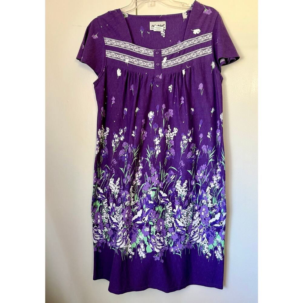 Vintage Anthony Richards Purple Floral White Lace muu muu dress casual medium